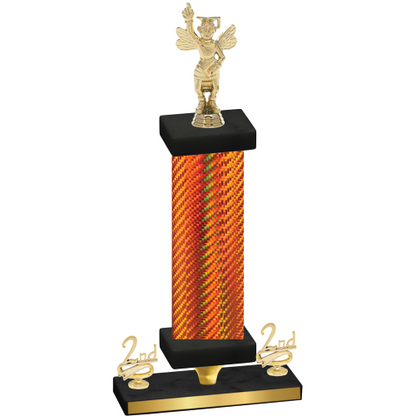 Premium Single Orange Carbon Fiber Second Place Academics Trophy