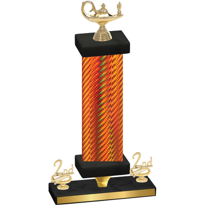 Premium Single Orange Carbon Fiber Second Place Academics Trophy