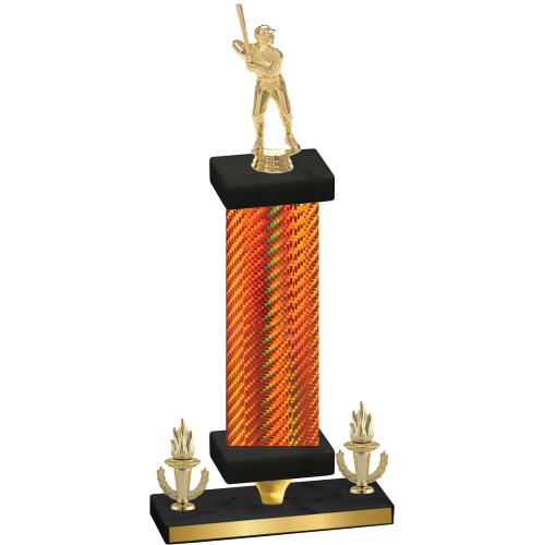 Premium Single Orange Carbon Fiber Victory Baseball Trophy