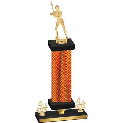 Premium Single Orange Carbon Fiber Fourth Place Softball Trophy