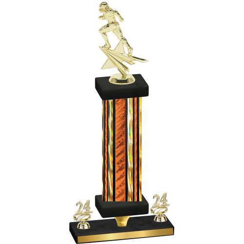 Premium Single Orange Glacier Year Football Trophy