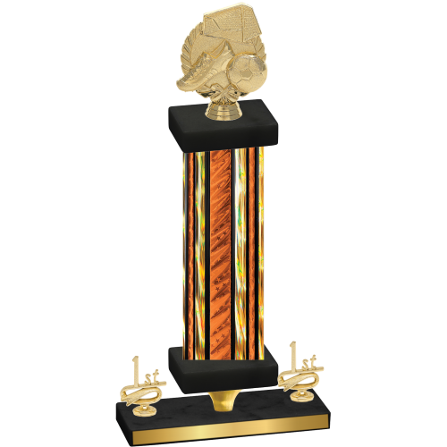 Premium Single Orange Glacier First Place Soccer Trophy