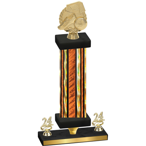 Premium Single Orange Glacier Year Soccer Trophy