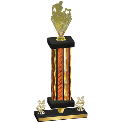 Premium Single Orange Glacier Year Rugby Trophy