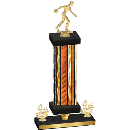 Premium Single Orange Glacier Fourth Place Bowling Trophy