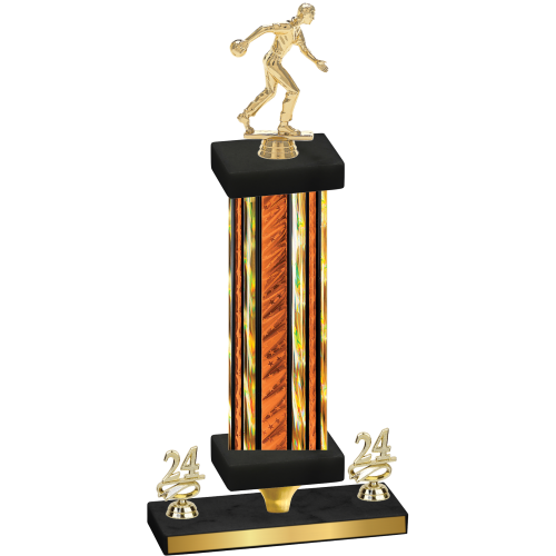 Premium Single Orange Glacier Year Bowling Trophy