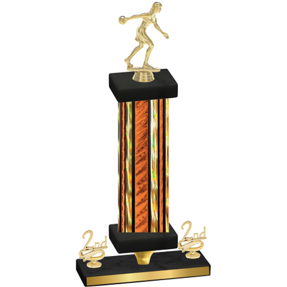 Premium Single Orange Glacier Second Place Bowling Trophy