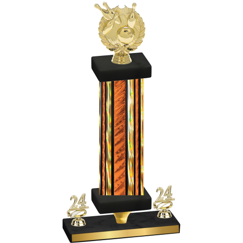 Premium Single Orange Glacier Year Bowling Trophy