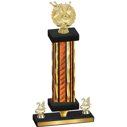 Premium Single Orange Glacier Year Bowling Trophy