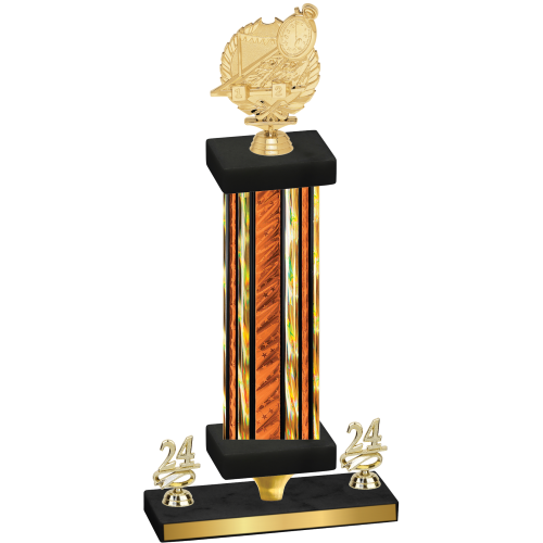 Premium Single Orange Glacier Year Swimming Trophy