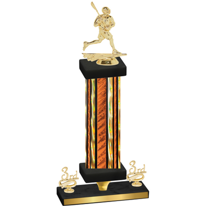 Premium Single Orange Glacier Third Place Lacrosse Trophy