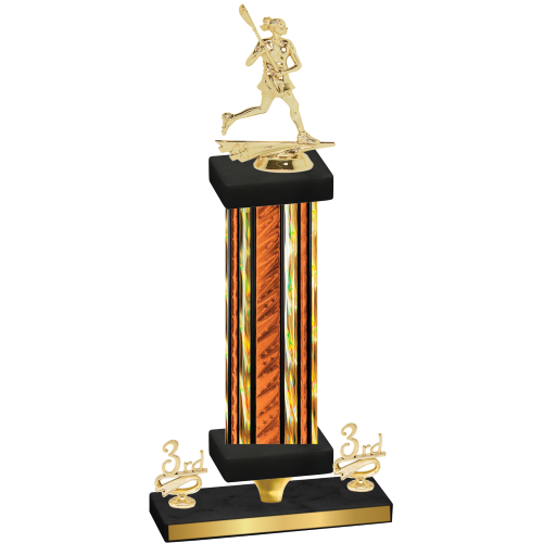 Premium Single Orange Glacier Third Place Lacrosse Trophy