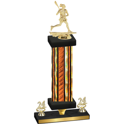 Premium Single Orange Glacier Year Lacrosse Trophy