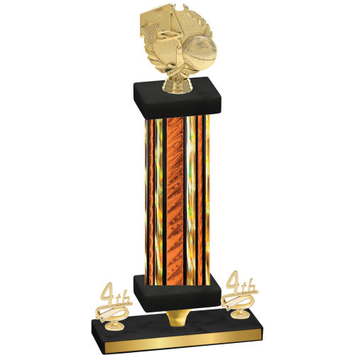 Premium Single Orange Glacier Fourth Place Basketball Trophy