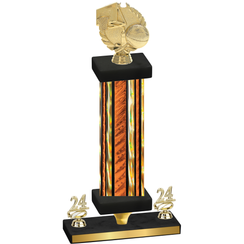 Premium Single Orange Glacier Year Basketball Trophy