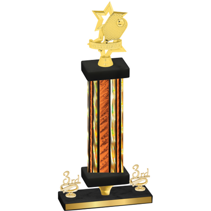 Premium Single Orange Glacier Third Place Pickleball Trophy