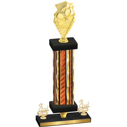 Premium Single Orange Glacier Third Place Pickleball Trophy