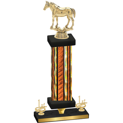 Premium Single Orange Glacier First Place Horses Trophy