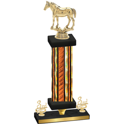 Premium Single Orange Glacier Third Place Horses Trophy