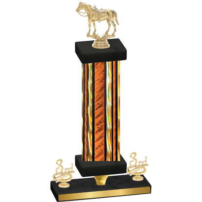 Premium Single Orange Glacier Third Place Horses Trophy