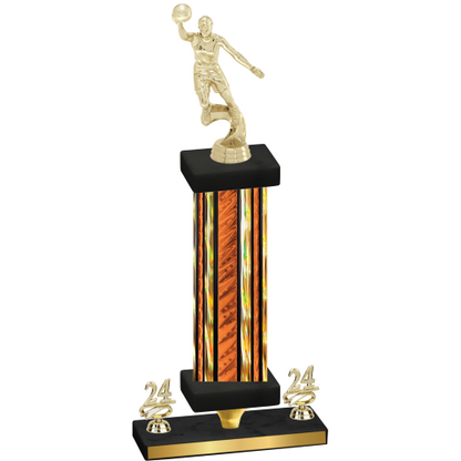 Premium Single Orange Glacier Year Basketball Trophy