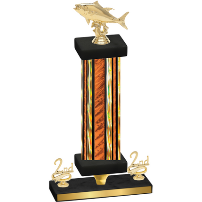 Premium Single Orange Glacier Second Place Fishing Trophy