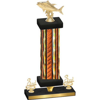 Premium Single Orange Glacier Third Place Fishing Trophy