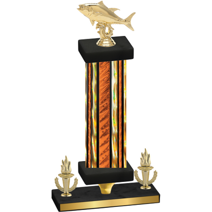 Premium Single Orange Glacier Victory Fishing Trophy