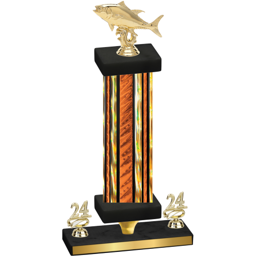 Premium Single Orange Glacier Year Fishing Trophy