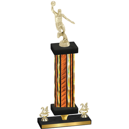 Premium Single Orange Glacier Year Basketball Trophy