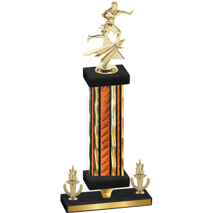 Premium Single Orange Glacier Victory Flag Football Trophy