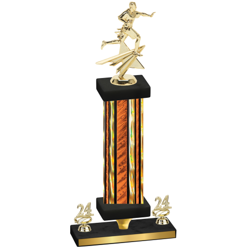 Premium Single Orange Glacier Year Flag Football Trophy