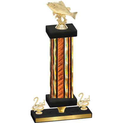Premium Single Orange Glacier Second Place Fishing Trophy