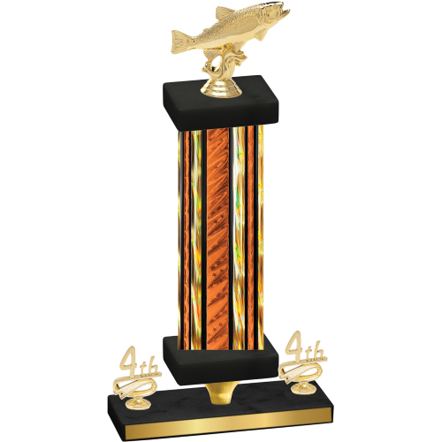 Premium Single Orange Glacier Fourth Place Fishing Trophy