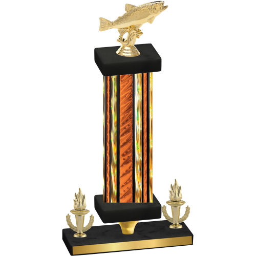 Premium Single Orange Glacier Victory Fishing Trophy