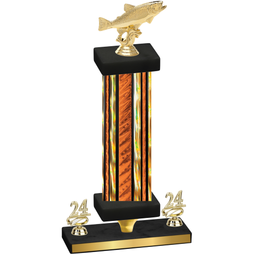 Premium Single Orange Glacier Year Fishing Trophy