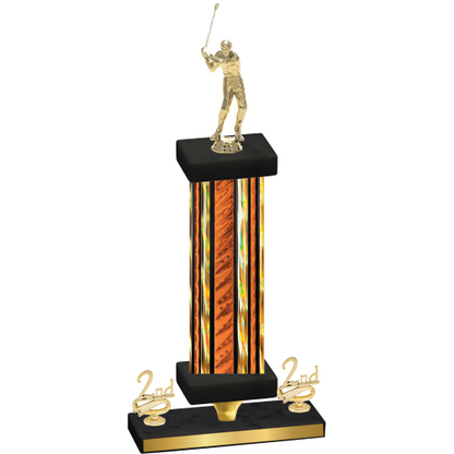 Premium Single Orange Glacier Second Place Golf Trophy