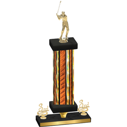 Premium Single Orange Glacier Third Place Golf Trophy