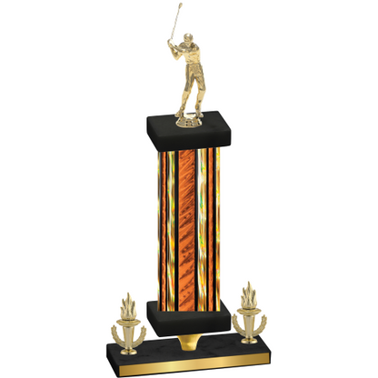 Premium Single Orange Glacier Victory Golf Trophy