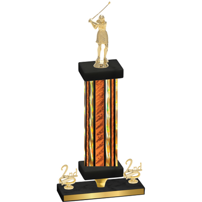 Premium Single Orange Glacier Second Place Golf Trophy