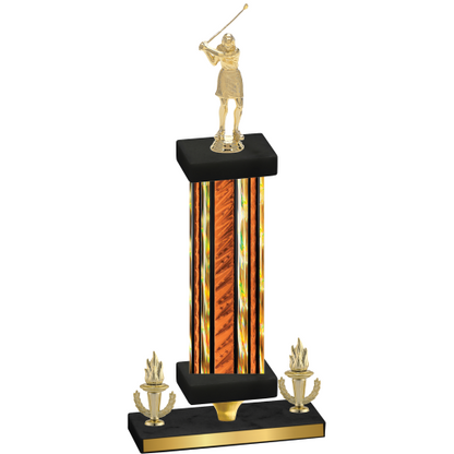 Premium Single Orange Glacier Victory Golf Trophy