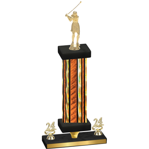 Premium Single Orange Glacier Year Golf Trophy