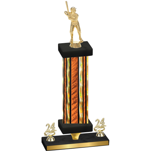 Premium Single Orange Glacier Year Baseball Trophy