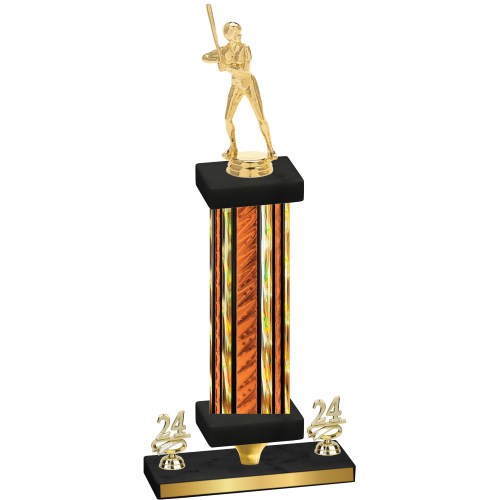 Premium Single Orange Glacier Year Softball Trophy