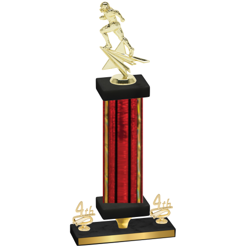 Premium Single Red Glacier Fourth Place Football Trophy