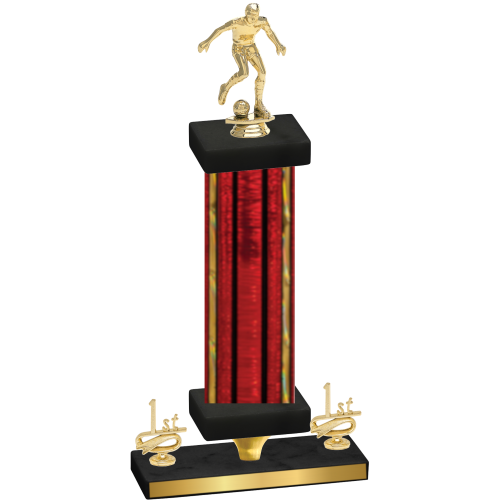 Premium Single Red Glacier First Place Soccer Trophy