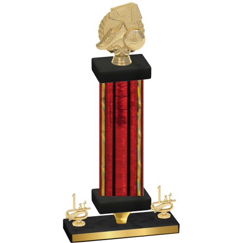 Premium Single Red Glacier First Place Soccer Trophy