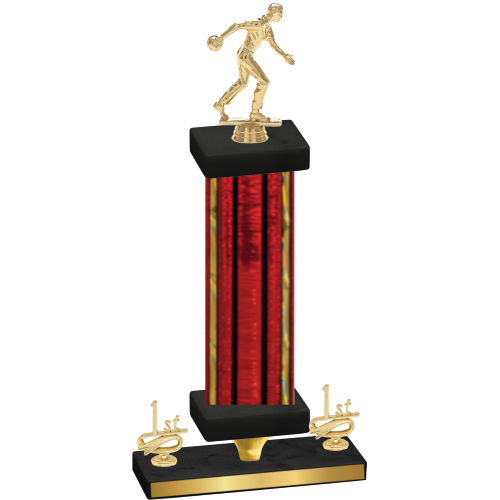 Premium Single Red Glacier First Place Bowling Trophy