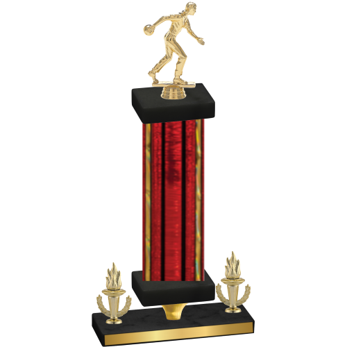 Premium Single Red Glacier Victory Bowling Trophy