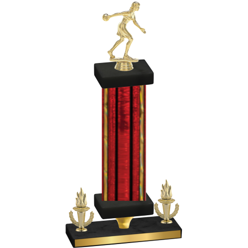 Premium Single Red Glacier Victory Bowling Trophy